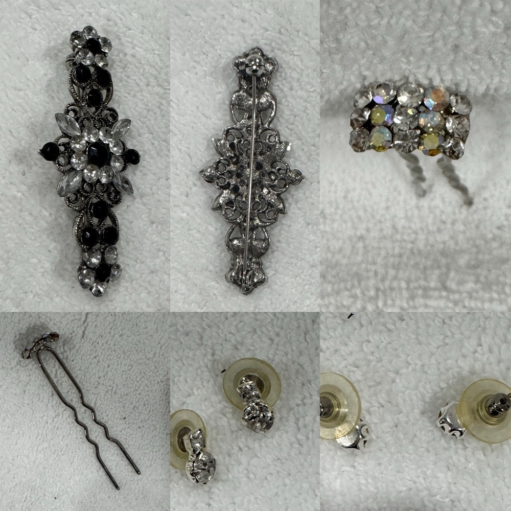 Elegant Silver and Black Hair Accessories Set